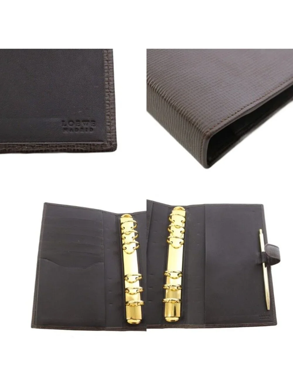 Loewe Anagram Planner Cover Leather with Ballpoint Pen Brown